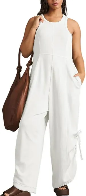 Beach Vacation Clothes Wide Leg Jumpsuits for Women Casual Loose Sleeveless Dressy Summer Oevralls 2025 Trendy