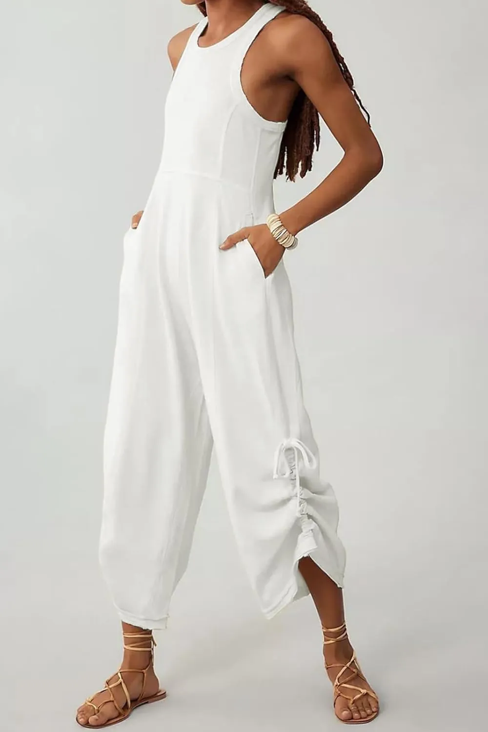 Beach Vacation Clothes Wide Leg Jumpsuits for Women Casual Loose Sleeveless Dressy Summer Oevralls 2025 Trendy