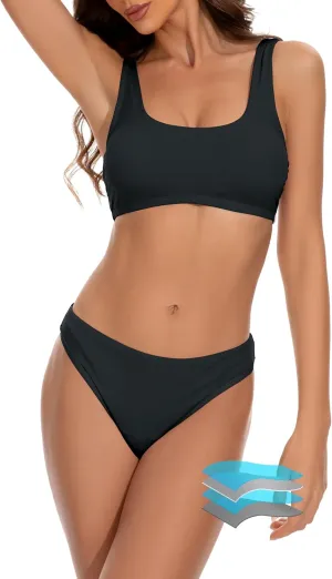 Beautikini Period Swimwear for Teens Two Piece Leakproof Menstrual Bikini Swimsuit Sporty Bathing Suits for Girls Women