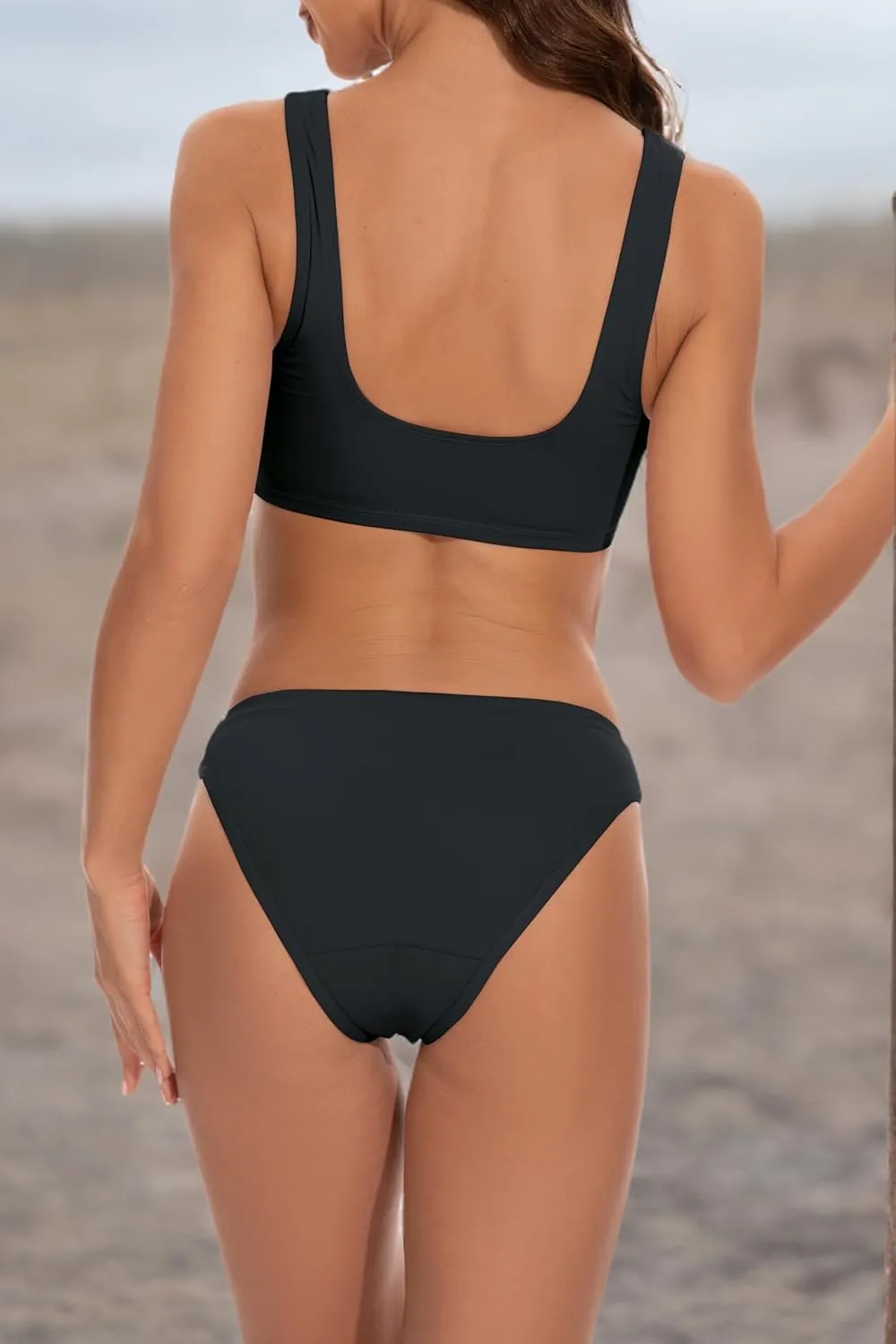 Beautikini Period Swimwear for Teens Two Piece Leakproof Menstrual Bikini Swimsuit Sporty Bathing Suits for Girls Women