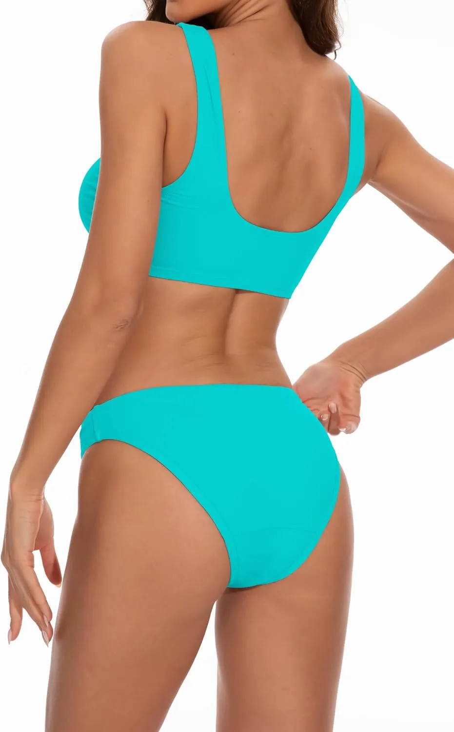 Beautikini Period Swimwear for Teens Two Piece Leakproof Menstrual Bikini Swimsuit Sporty Bathing Suits for Girls Women