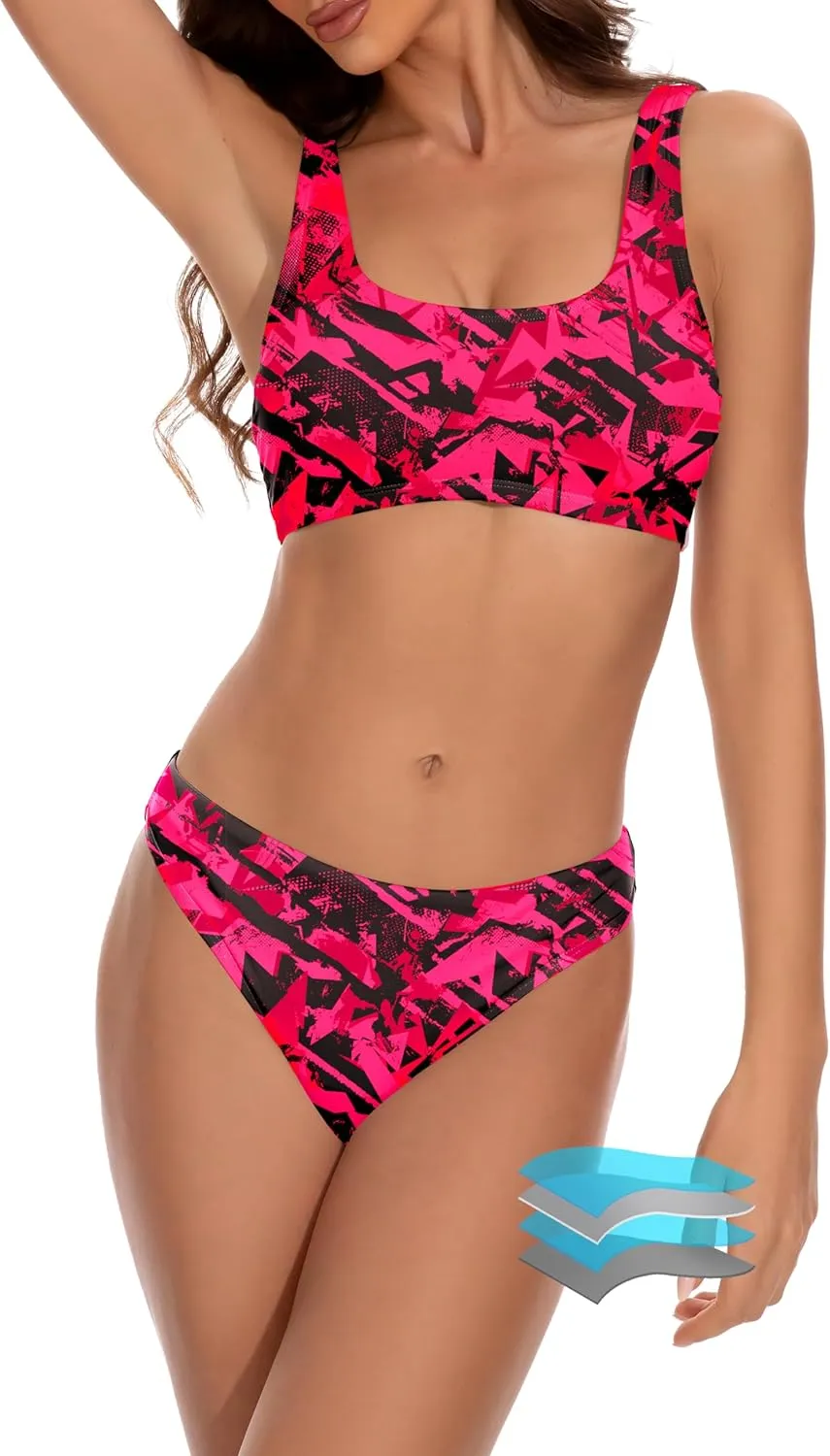 Beautikini Period Swimwear for Teens Two Piece Leakproof Menstrual Bikini Swimsuit Sporty Bathing Suits for Girls Women