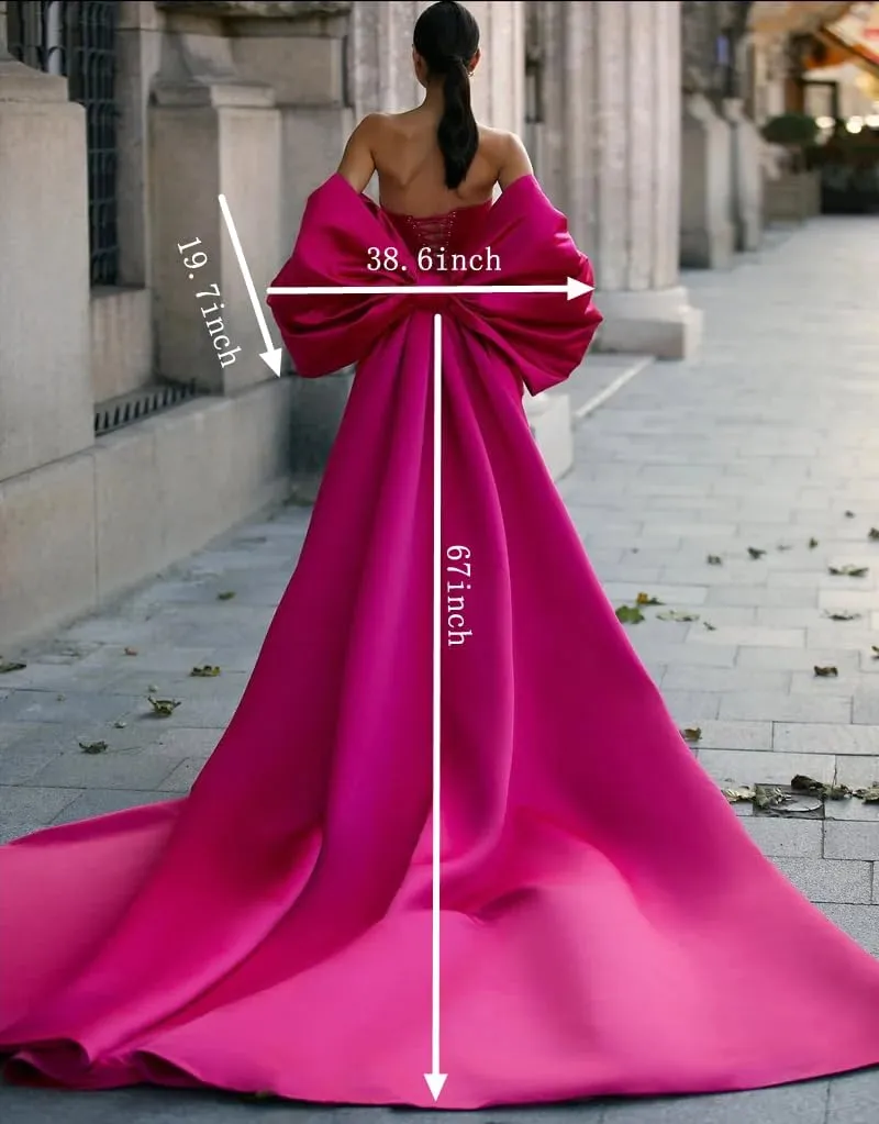 Big Bow for Wedding Dresses Satin Bow Cloak for Prom Dress Detachable Bridal Cape Accessories HDJ001