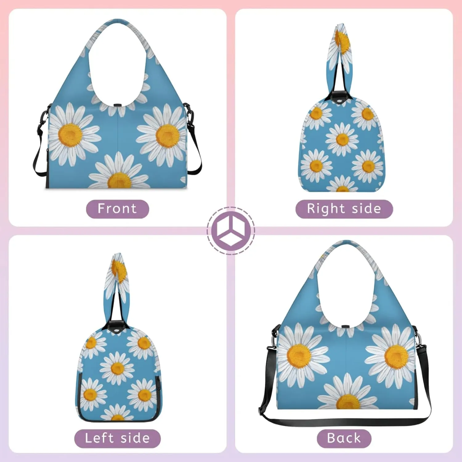 Blossom Print Gym Bag Yoga Mat Tote for Women with Shoes Compartment Lightweight Duffle Travel Carrier Wet Dry Storage Pockets Adjustable Pilates Mats Shoulder Bags for Sport Swim