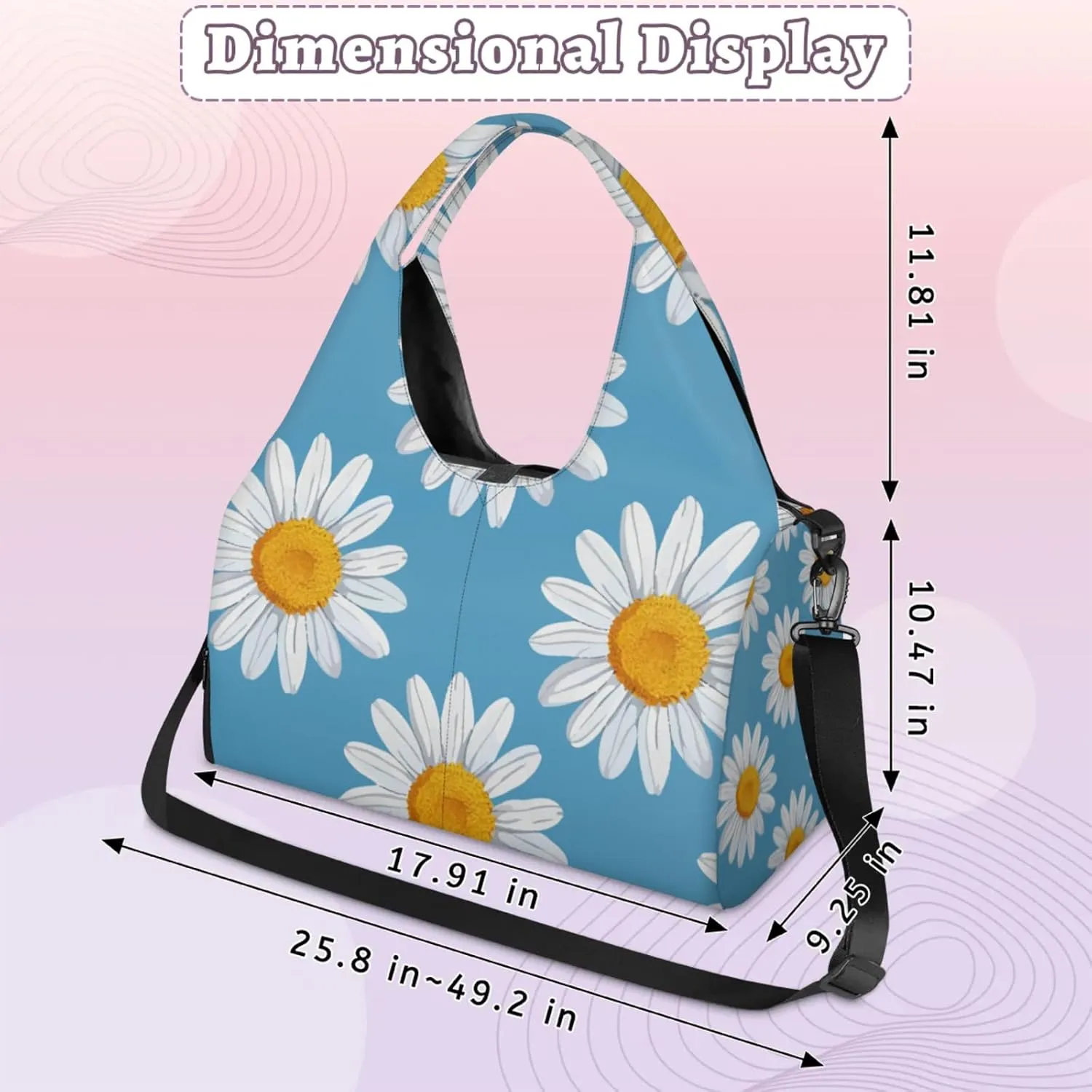 Blossom Print Gym Bag Yoga Mat Tote for Women with Shoes Compartment Lightweight Duffle Travel Carrier Wet Dry Storage Pockets Adjustable Pilates Mats Shoulder Bags for Sport Swim