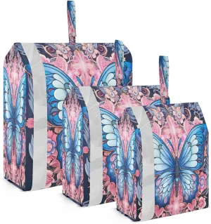 Blue Butterfly Pink Compression Packing Cubes Suitcase Organizer Bags Set for Travel Cubes for Women Travel Accessories