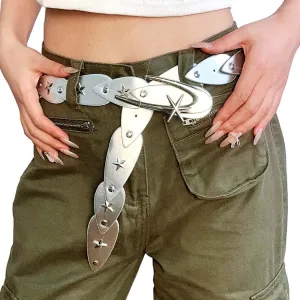 BODIY Star Studded Leather Belt Black Fashion Leather Belt Adjustable Belts Y2K Leather Accessories for Women