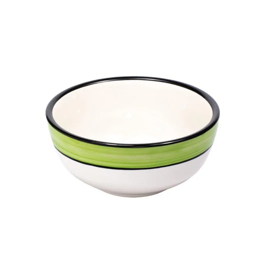 Bowl Set - Set of 4 - White & Lime Green | Spree Pattern