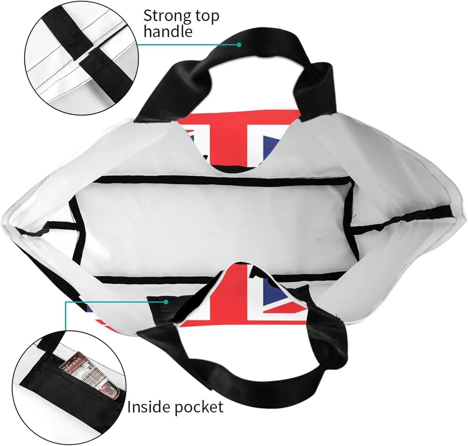 British England UK English Flag Women's Tote Bag Large Capacity Single Shoulder Bags Handbag for Shopping Work