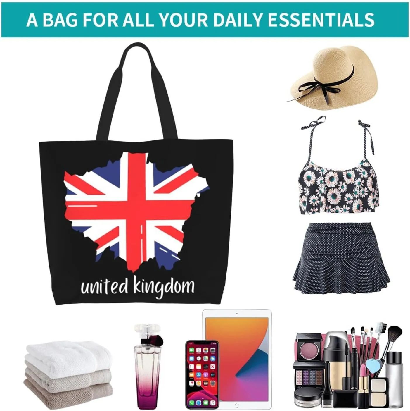 British England UK English Flag Women's Tote Bag Large Capacity Single Shoulder Bags Handbag for Shopping Work