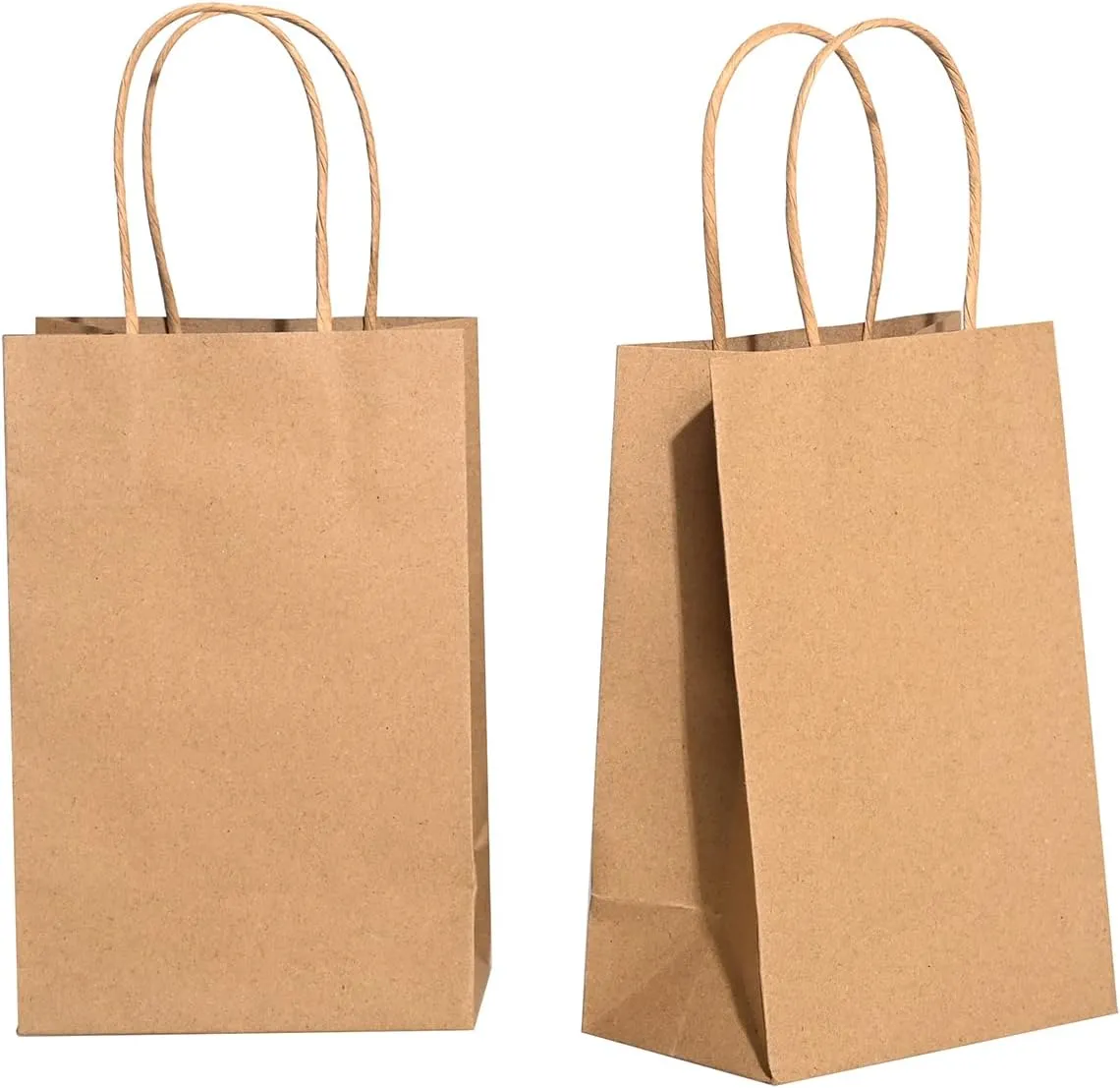 Brothersbox Small Brown Paper Bags with Handles 100PCS, 5.25 * 3.25 * 8 Inch Kraft Gift Bags Bulk for Craft Shopping Business Party Favor Retail Birthday Grocery