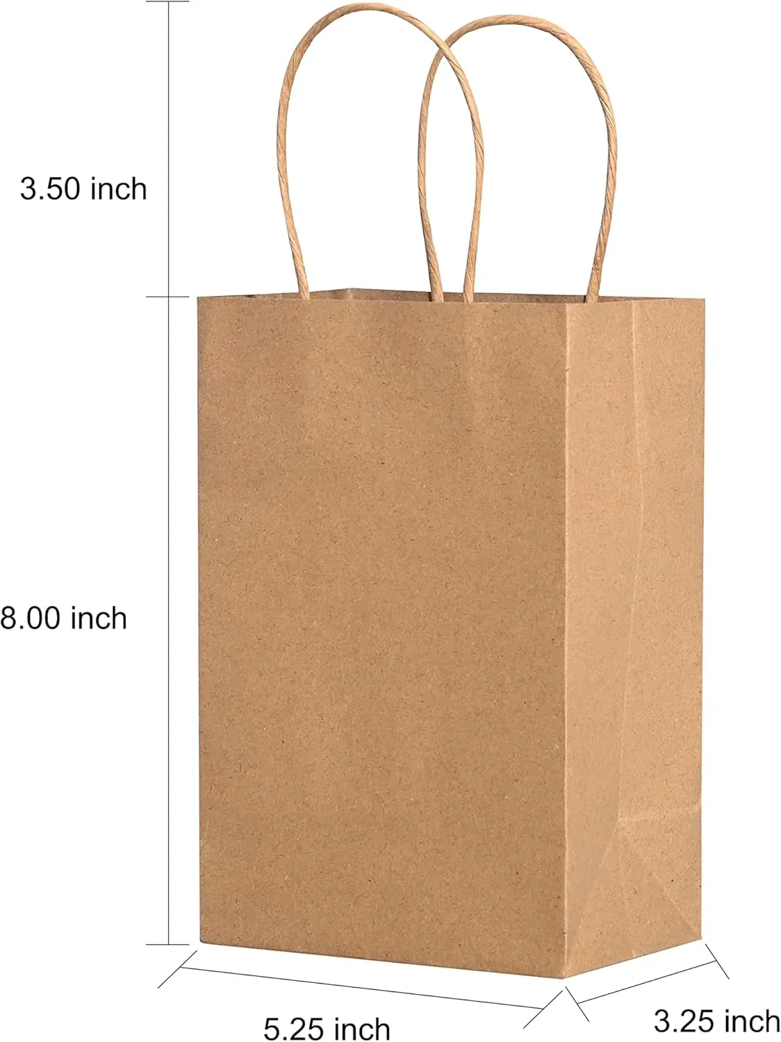 Brothersbox Small Brown Paper Bags with Handles 100PCS, 5.25 * 3.25 * 8 Inch Kraft Gift Bags Bulk for Craft Shopping Business Party Favor Retail Birthday Grocery