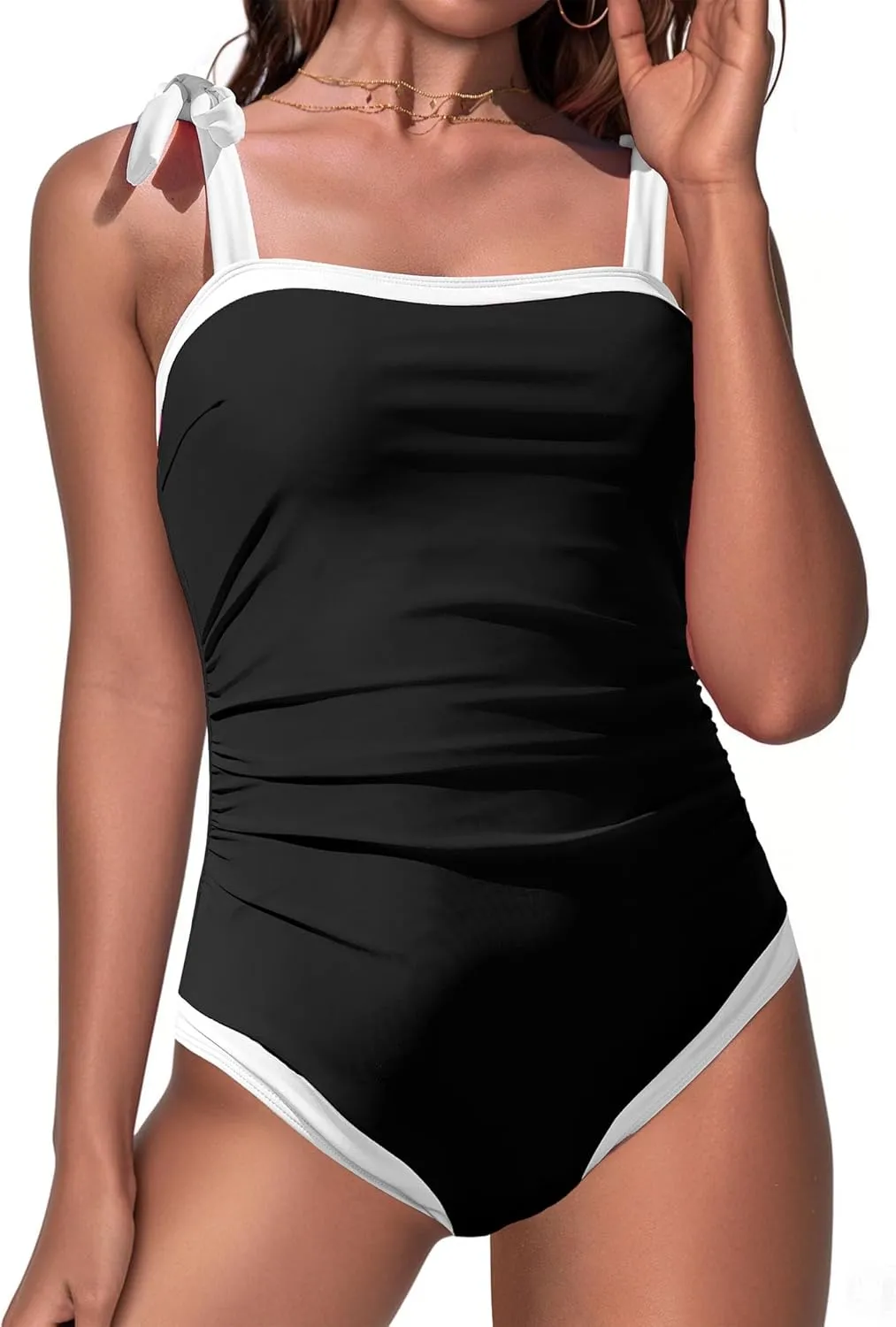 Bsubseach One Piece Swimsuit for Women Tummy Control Bathing Suits Adjustable Strap