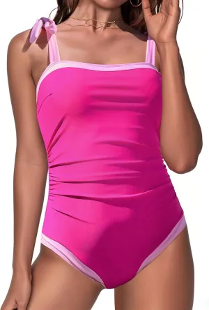 Bsubseach One Piece Swimsuit for Women Tummy Control Bathing Suits Adjustable Strap