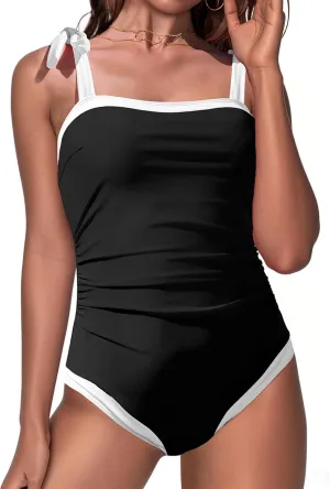 Bsubseach One Piece Swimsuit for Women Tummy Control Bathing Suits Adjustable Strap