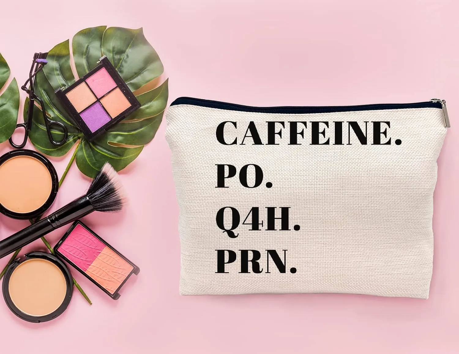 Caffeine PO Q4H Prn Funny Nurse Nursing Makeup Bag Make up Cosmetic Bag Small Zipper Pouch,Gift for Nursing Practitioner RN,Nursing Gift,Nurse Graduate Gift