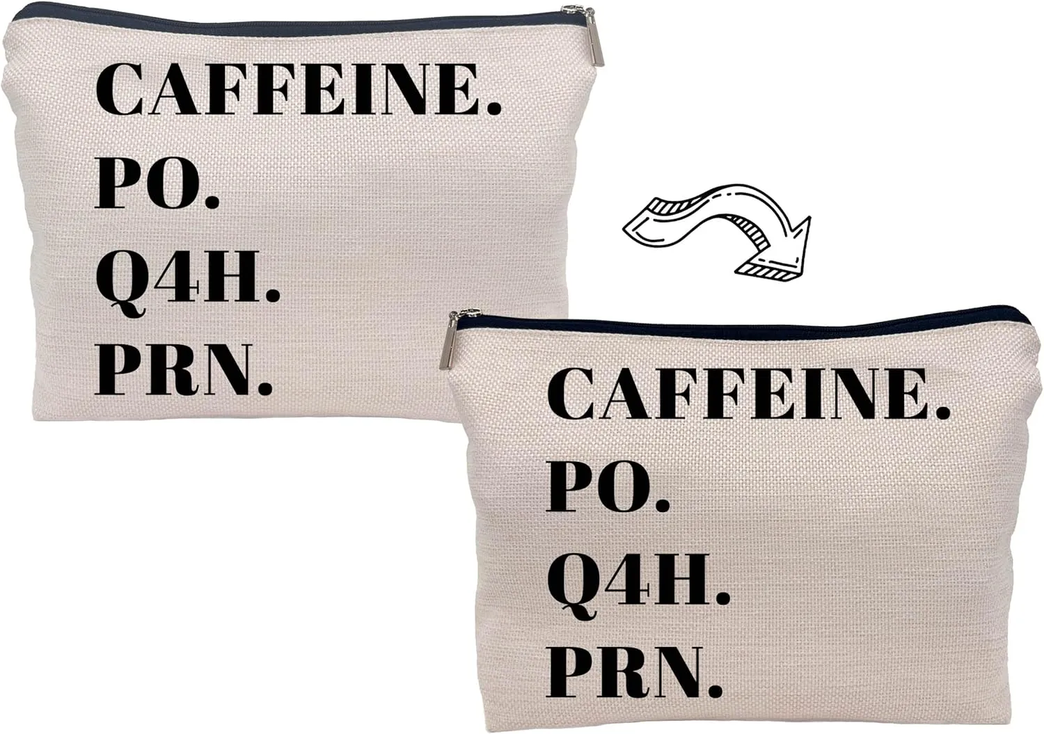 Caffeine PO Q4H Prn Funny Nurse Nursing Makeup Bag Make up Cosmetic Bag Small Zipper Pouch,Gift for Nursing Practitioner RN,Nursing Gift,Nurse Graduate Gift