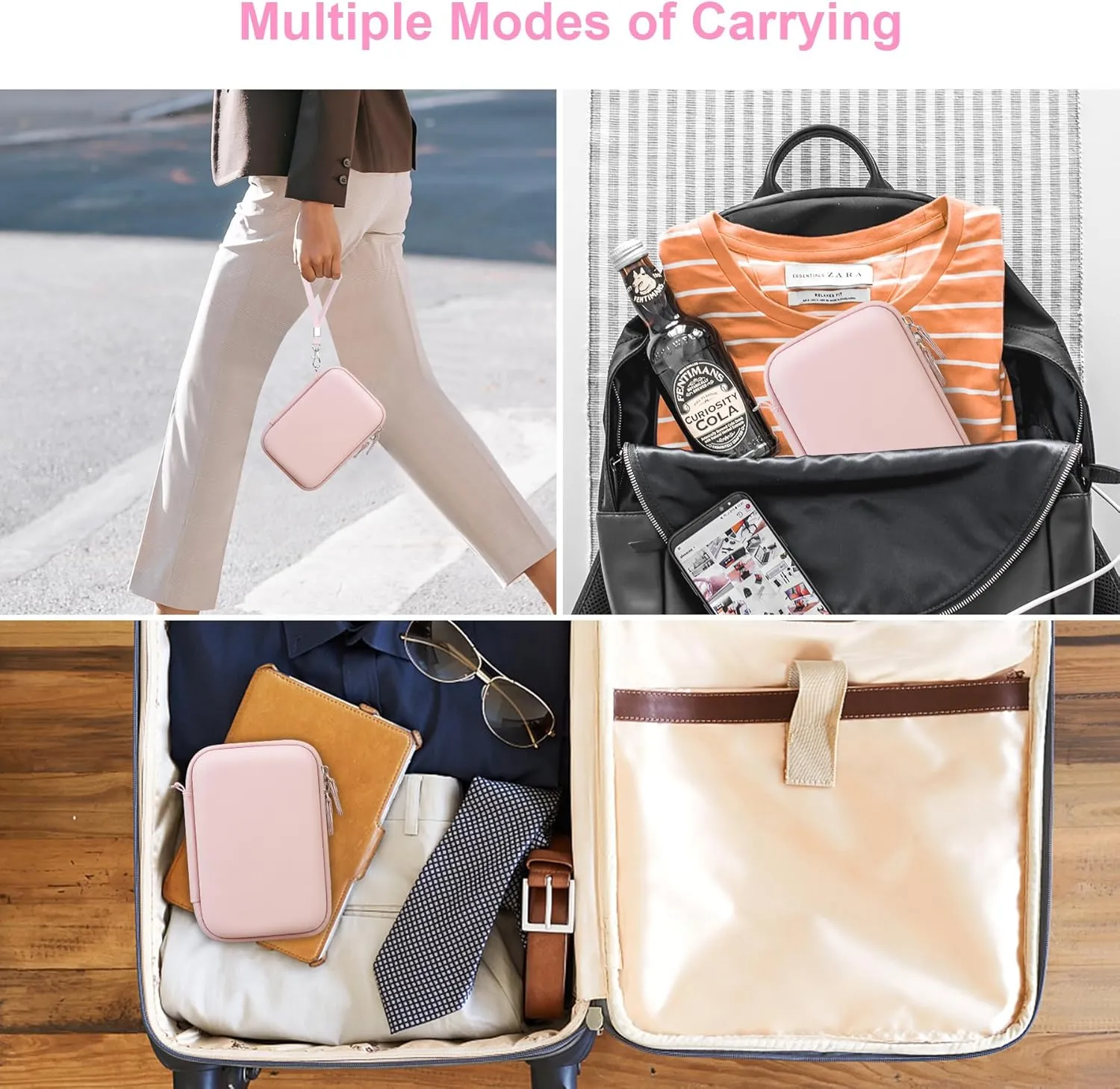 Canboc Carrying Case for Fujifilm Instax Mini EVO Instant Camera, Mesh Pocket fit Instax Mini Instant Film and Cable, Pink