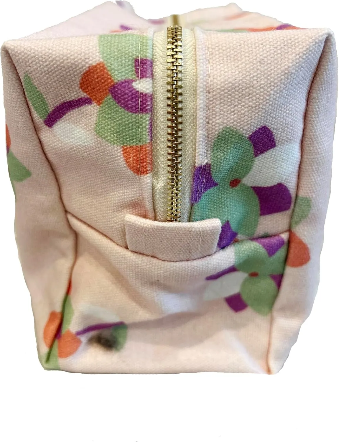 Canvas Makeup Bag Cosmetic Pouch for Travel Make Up Accessories for Women and Girls. (Graphic Flower)
