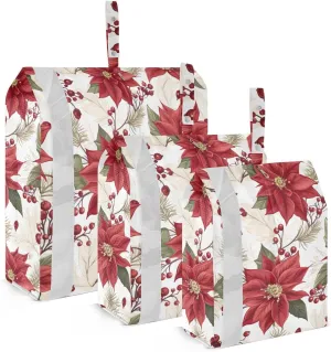Christmas Red Flowers Berries Packing Cubes for Travel 3 Set Compression Bags Luggage Accessories for Travel Essentials