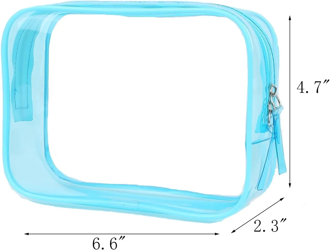 Clear Pouch, Makeup Bag, 6.6""x2.3""x4.7"" TSA Approved Toiletry Bag, Clear Travel Bags for Toiletries, Cosmetic Bag for Women-1 Pack Sky Blue
