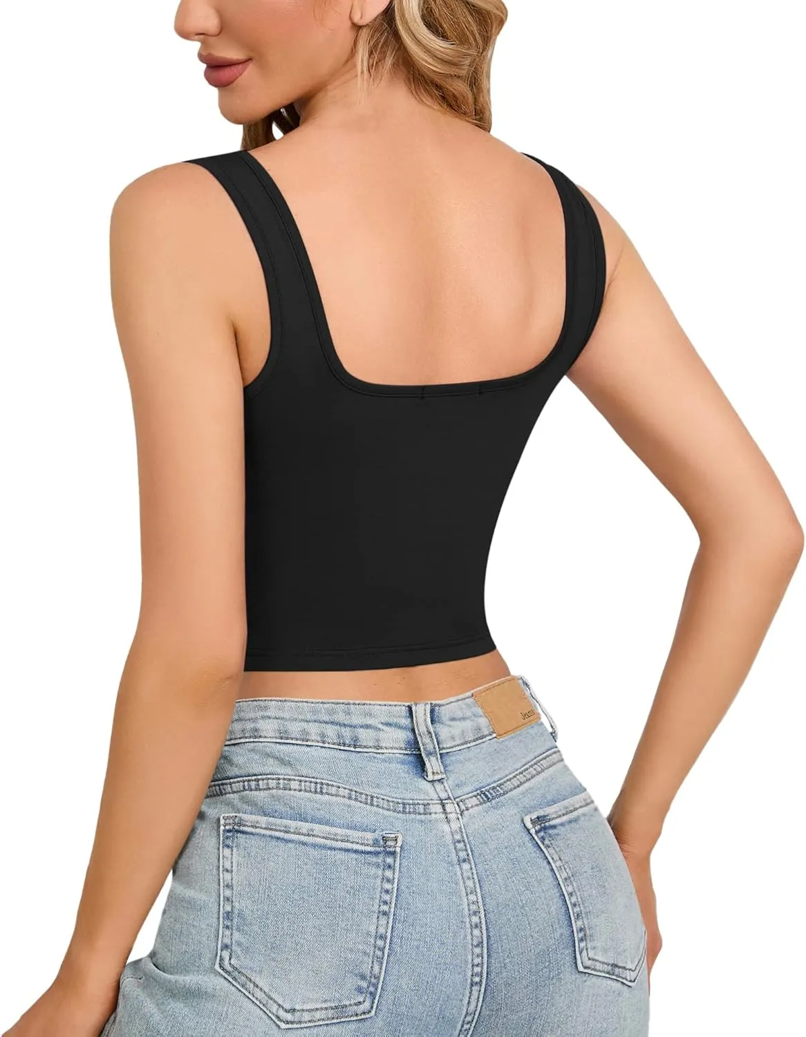 CLOZOZ Womens Bustier Corset Crop Tank Top Square Neck Sexy Crop Tops for Women Going Out Tops Trendy
