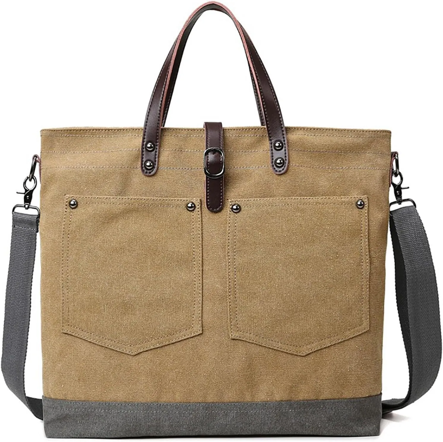 Clutch Saddle Bag Men's Shoulder Bag Crossbody Bag Large Capacity Retro Canvas Briefcase Multifunctional Leather