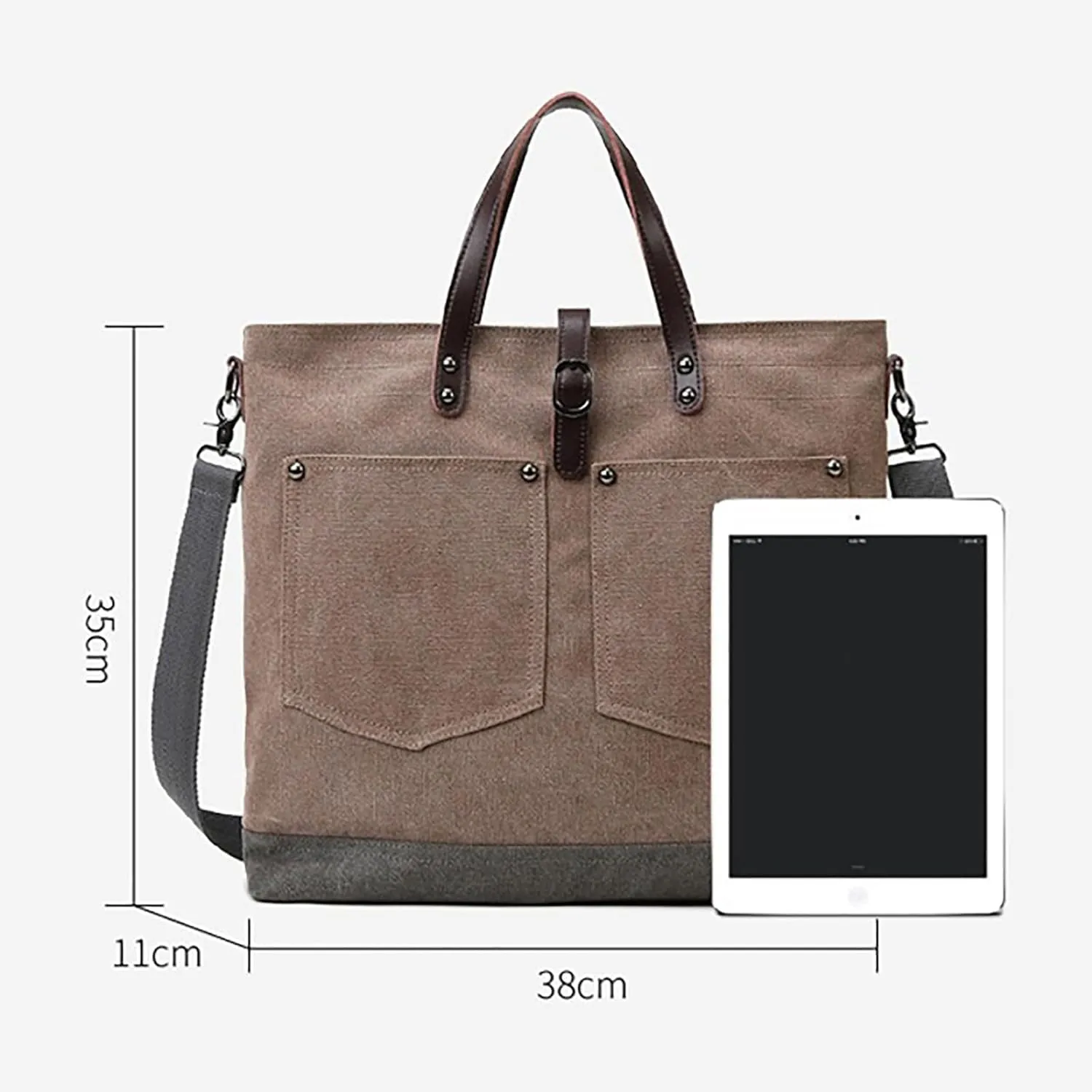 Clutch Saddle Bag Men's Shoulder Bag Crossbody Bag Large Capacity Retro Canvas Briefcase Multifunctional Leather