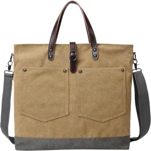 Clutch Saddle Bag Men's Shoulder Bag Crossbody Bag Large Capacity Retro Canvas Briefcase Multifunctional Leather