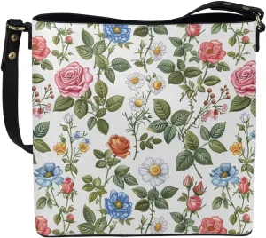 COEQINE Aesthetic Floral Tote Bag Large Capacity Floral Crossbody Strap Easy To Clean Portable Travel Accessories