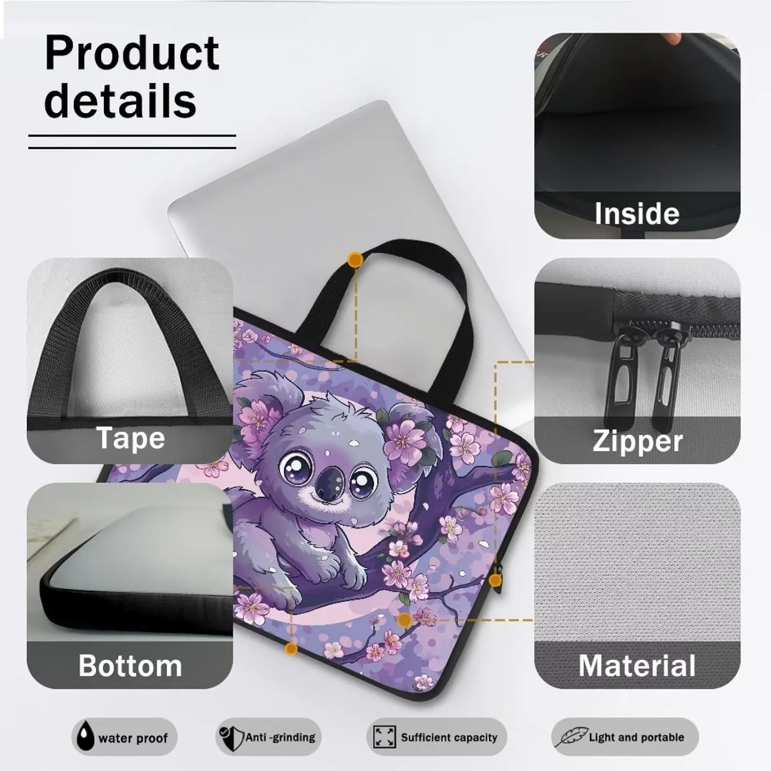 COEQINE Laptop Bag Waterproof Laptop Case Portable Travel Accessories Laptop Sleeves Case Book Laptop Case College Bag