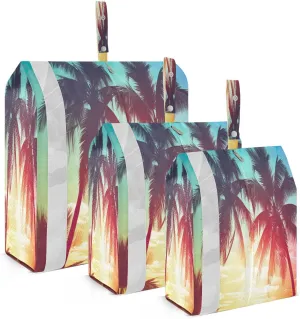 Colorful Tropical Palms Packing Cubes for Travel 3 Set Travel Packing Cubes Luggage Accessories for Travel Compression
