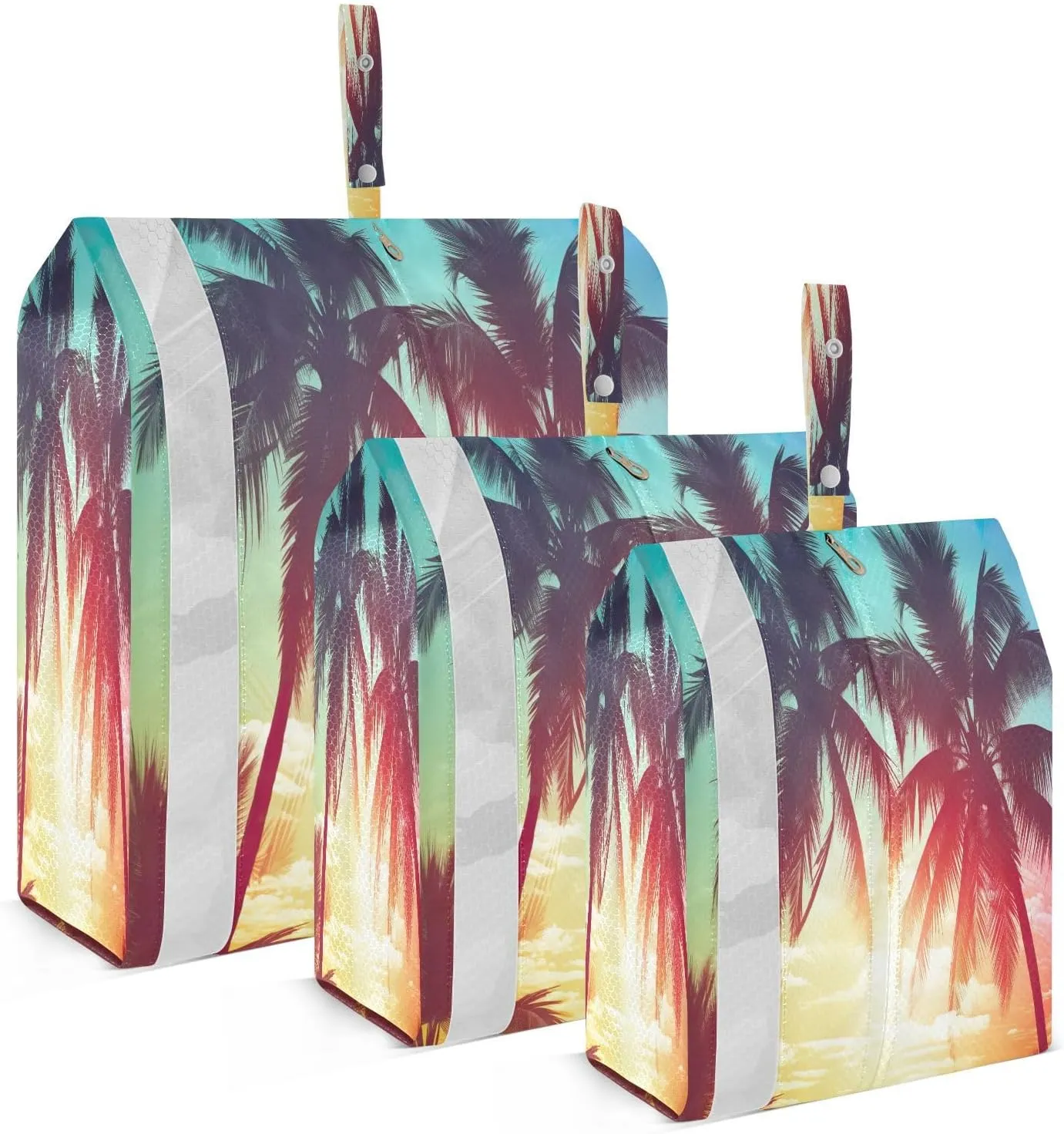 Colorful Tropical Palms Packing Cubes for Travel 3 Set Travel Packing Cubes Luggage Accessories for Travel Compression