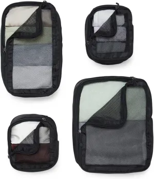 Compression Packing Cubes for Travel, Luggage Organiser for Suitcases or Bags, Travel Accessories, Set of 4, Black