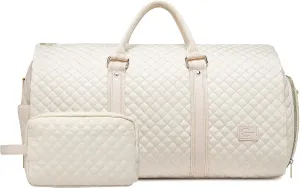 Convertible Garment Duffel Bag for Travel Womens Carry On Garment Bags With Toiletry Bag Large Weekender Bag Shoe Pouch 2 in 1 Hanging Suitcase Suit Travel Duffel Overnight Bags 2pcs Set Beige