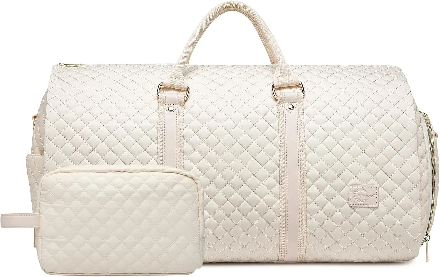 Convertible Garment Duffel Bag for Travel Womens Carry On Garment Bags With Toiletry Bag Large Weekender Bag Shoe Pouch 2 in 1 Hanging Suitcase Suit Travel Duffel Overnight Bags 2pcs Set Beige