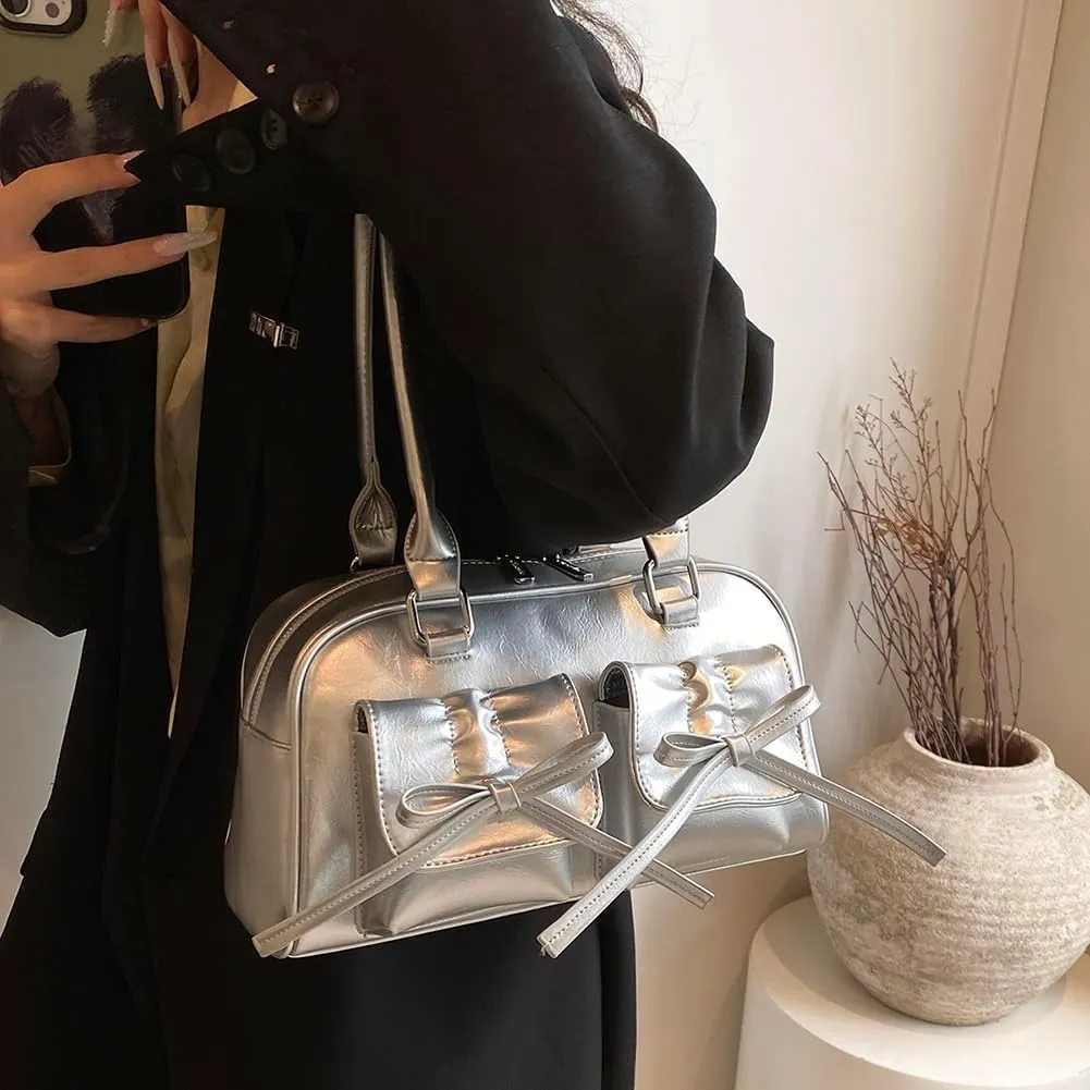 Coquette Purse Cute Bow Purse Aesthetic Kawaii Shoulder Bag Ita Bag Faux Leather Tote Bag Coquette Accessories