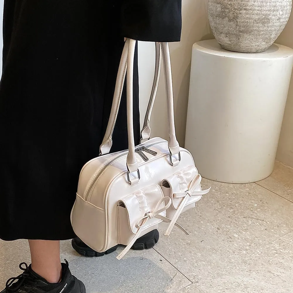 Coquette Purse Cute Bow Purse Aesthetic Kawaii Shoulder Bag Ita Bag Faux Leather Tote Bag Coquette Accessories