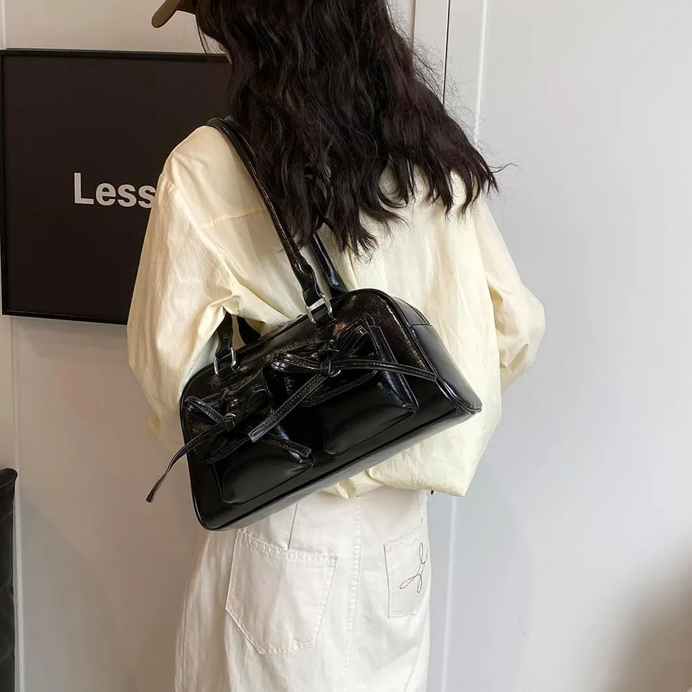 Coquette Purse Cute Bow Purse Aesthetic Kawaii Shoulder Bag Ita Bag Faux Leather Tote Bag Coquette Accessories