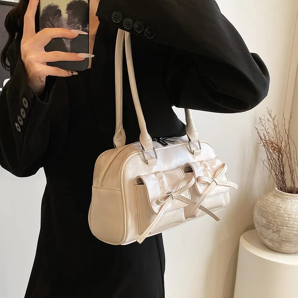 Coquette Purse Cute Bow Purse Aesthetic Kawaii Shoulder Bag Ita Bag Faux Leather Tote Bag Coquette Accessories