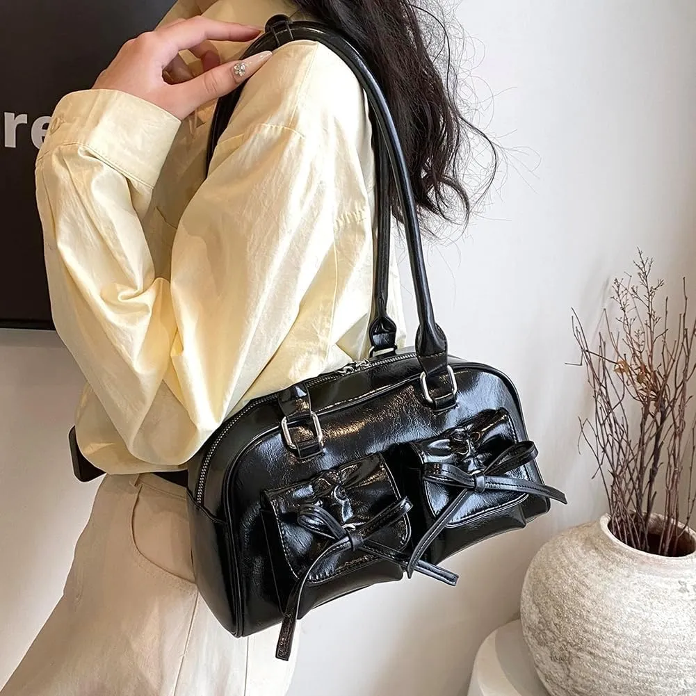 Coquette Purse Cute Bow Purse Aesthetic Kawaii Shoulder Bag Ita Bag Faux Leather Tote Bag Coquette Accessories