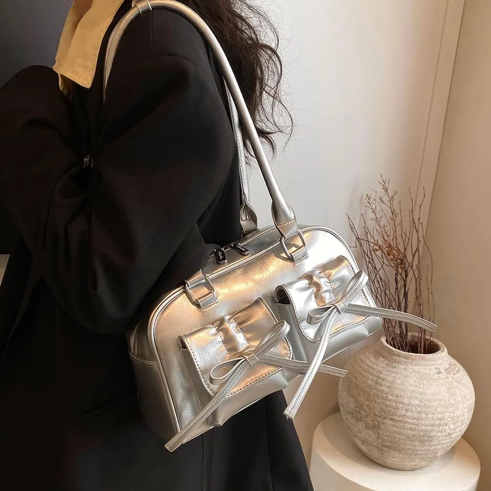 Coquette Purse Cute Bow Purse Aesthetic Kawaii Shoulder Bag Ita Bag Faux Leather Tote Bag Coquette Accessories