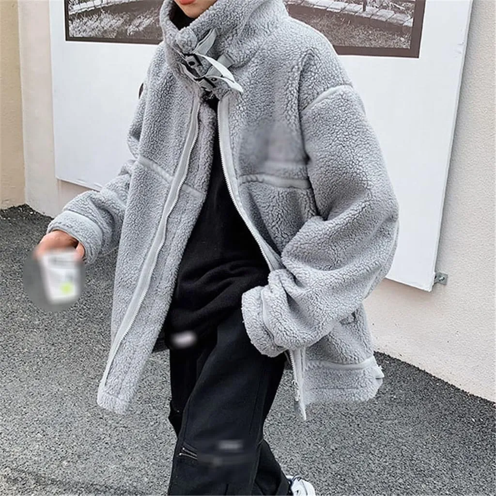 Cotton Clothes Male Winter China-Fashion Loose Design Sense Granular Velvet Cotton-Padded Coat(X-Large)