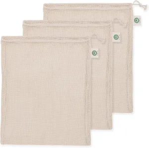 Cotton Mesh Laundry Bags for Delicate Clothes - Set of 3 Extra Large Mesh Washing Bags with Drawstring - Micro-plastic-free, Toxin-free, Dye-free & Unbleached Dryer Washer Bags (3 X-Large - 14x18)