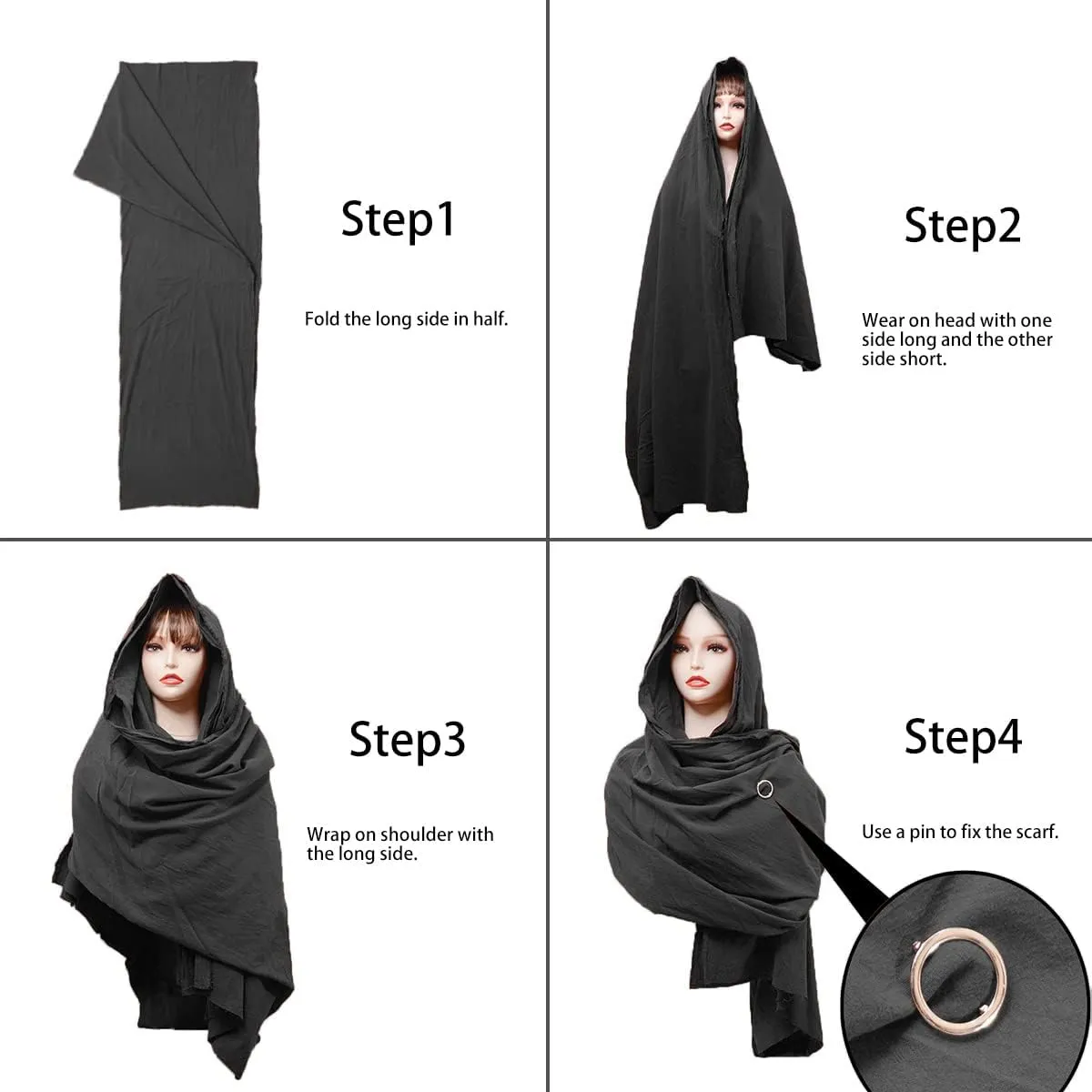 Cowl Hood Scarf Rogue Hood Medieval Cloak Renaissance Costume Men Neck Warmer Hooded Cape Hat Cyberpunk Accessories