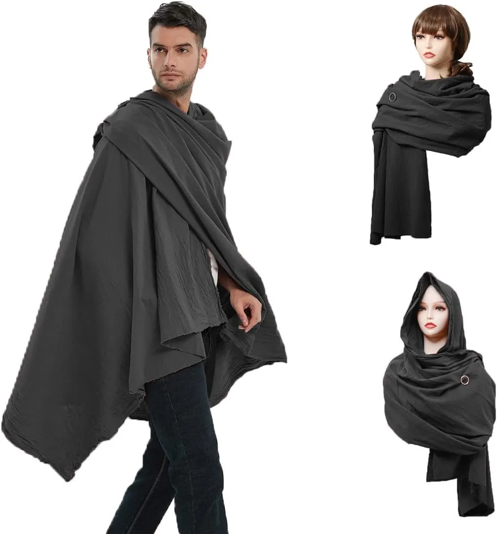 Cowl Hood Scarf Rogue Hood Medieval Cloak Renaissance Costume Men Neck Warmer Hooded Cape Hat Cyberpunk Accessories