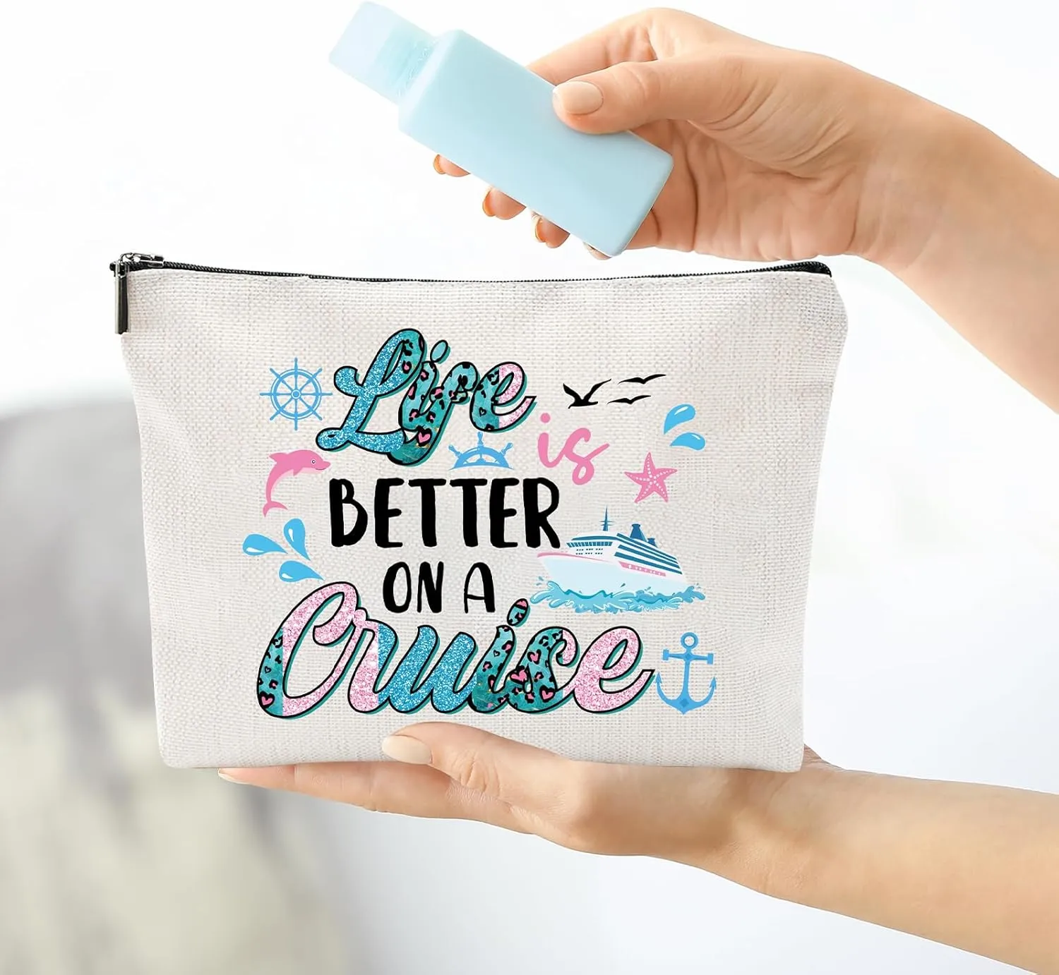 Cruise Lovers Gifts for Women - Unique Vacation Cosmetic Bags, Summer Makeup Bags for Women, Anchor Gifts for Girls BFF Birthday