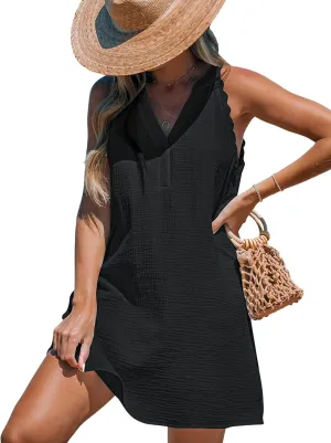 CUPSHE Women Swimsuit Coverup V Neck Sleeveless Beach Cover Ups Dress Lace Trim Vacation Outfits for 2025