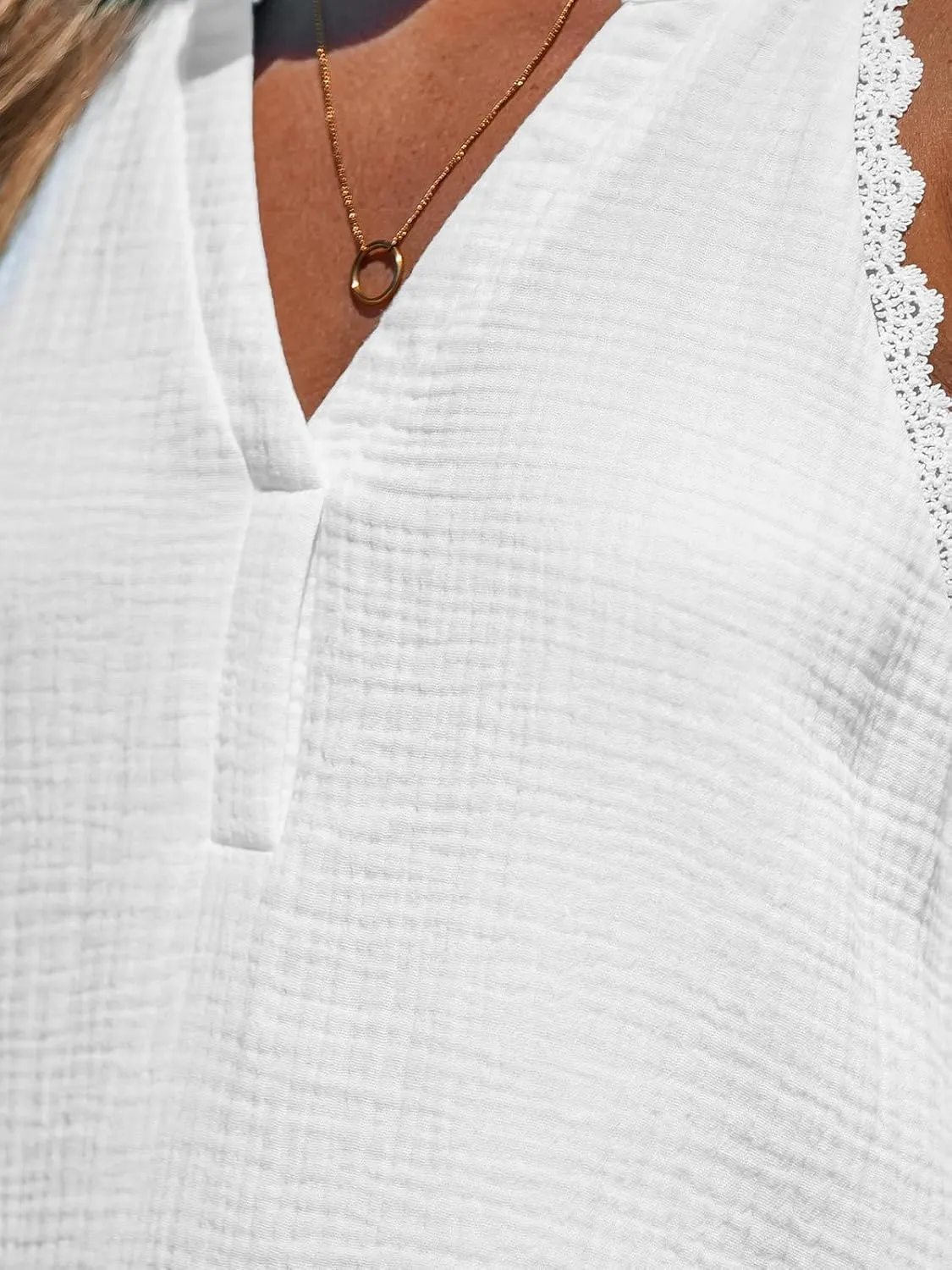 CUPSHE Women Swimsuit Coverup V Neck Sleeveless Beach Cover Ups Dress Lace Trim Vacation Outfits for 2025