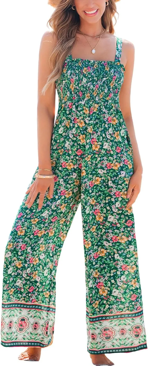 CUPSHE Women's Romper Square Neck Sleeveless Jumpsuit Straight leg Outfit Casual Dressy